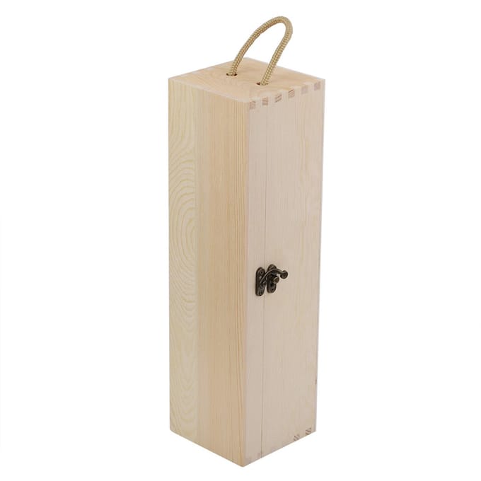 Enkele Fles Rode Wijn Doos Houten Wijnverpakking Doos Draagt Houder Cadeau beige