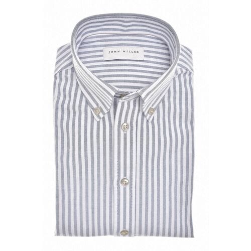 John Miller Overhemd Striped Button-Down Oxford Donker Blauw / male