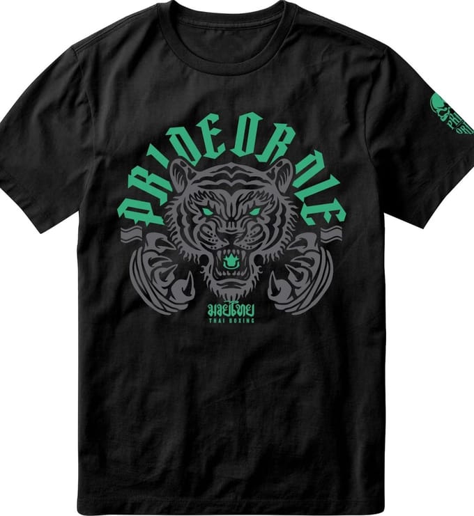 PRIDE or Die THAI BOXING T-Shirt Katoen Zwart - M