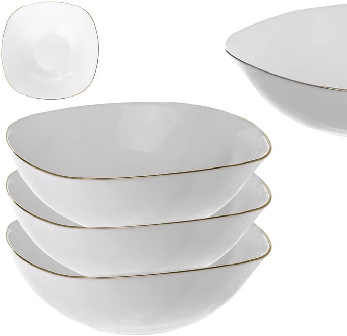 KADAX Slakom 19cm Glazen Kommen voor Soep Snacks Set Wit 3 st