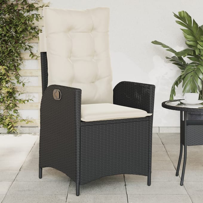 vidaXL - Tuinstoelen - 2 - st - verstelbaar - met - kussens - poly - rattan - zwart