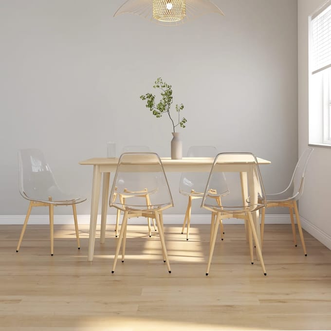 vidaXL - Eetkamerstoelen - 6 - st - PET - transparant