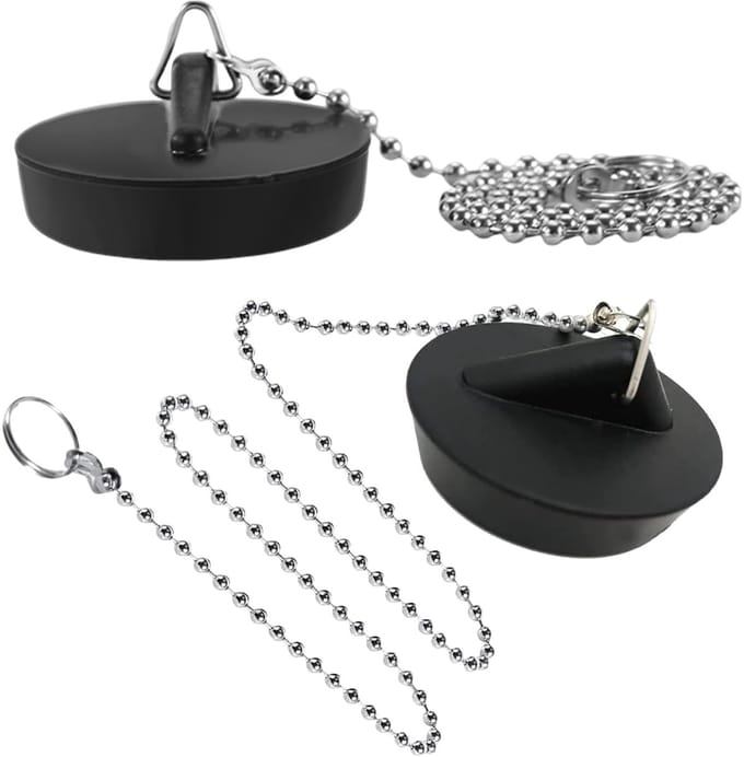 Dailygoods- Gootsteenplug - 2 Stuks - Rubber - Roestvrijstalen