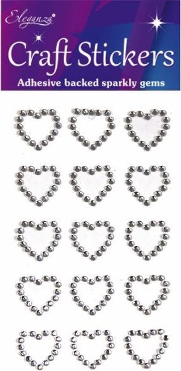 Oaktree - Stickers Diamanten Hartjes Zilver (per vel)