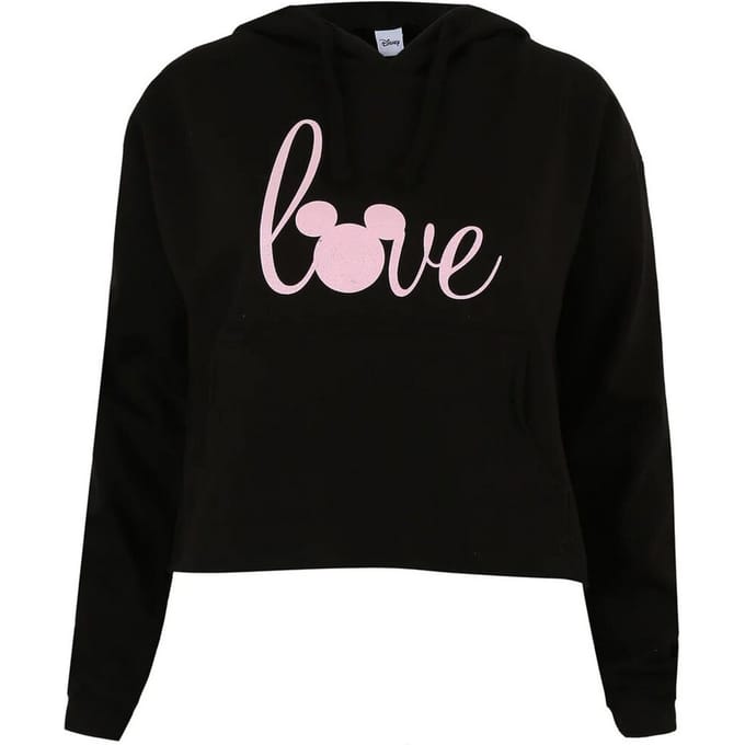 Disney Dames/dames Love Mickey Crop Hoodie (Zwart)