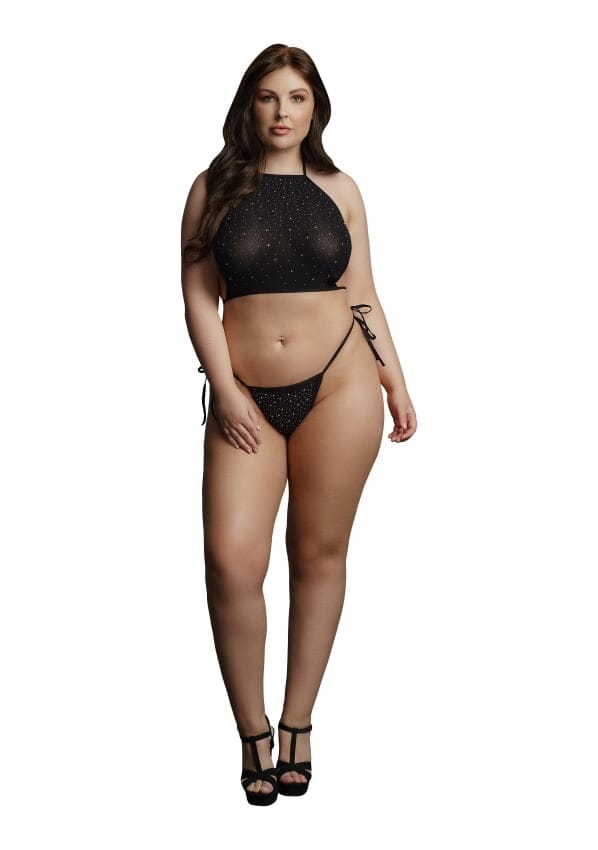 Le Désir Sexy Strass - Erotische Lingerieset - Top En String - Met Steentjes - Plus Size