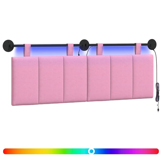 vidaXL - Hangend - hoofdbord - Met - LED-verlichting - Roze - Stof