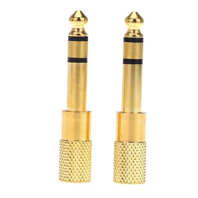 2X adaptateur Jack Audio convertisseur prise stéréo pour guitares électriques Microphone beige
