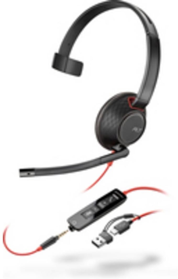 HP Poly Blackwire C5210 On Ear headset Computer Kabel Mono Zwart Noise Cancelling Headset, Volumeregeling, Microfoon ui
