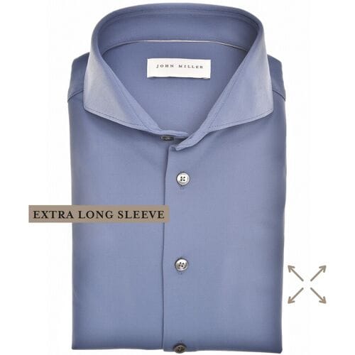 John Miller Overhemd Plain Hyperstretch Comfort Shirt Mouwlengte 7 Midden Blauw / male