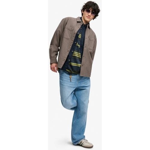 Superdry Bench Boxy Katoenen Overshirt Brown Grootte: L