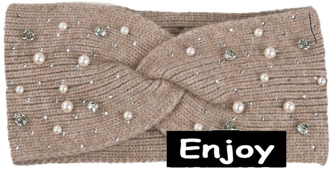haarband- beige - met stass en parels -eyecatcher- nieuw