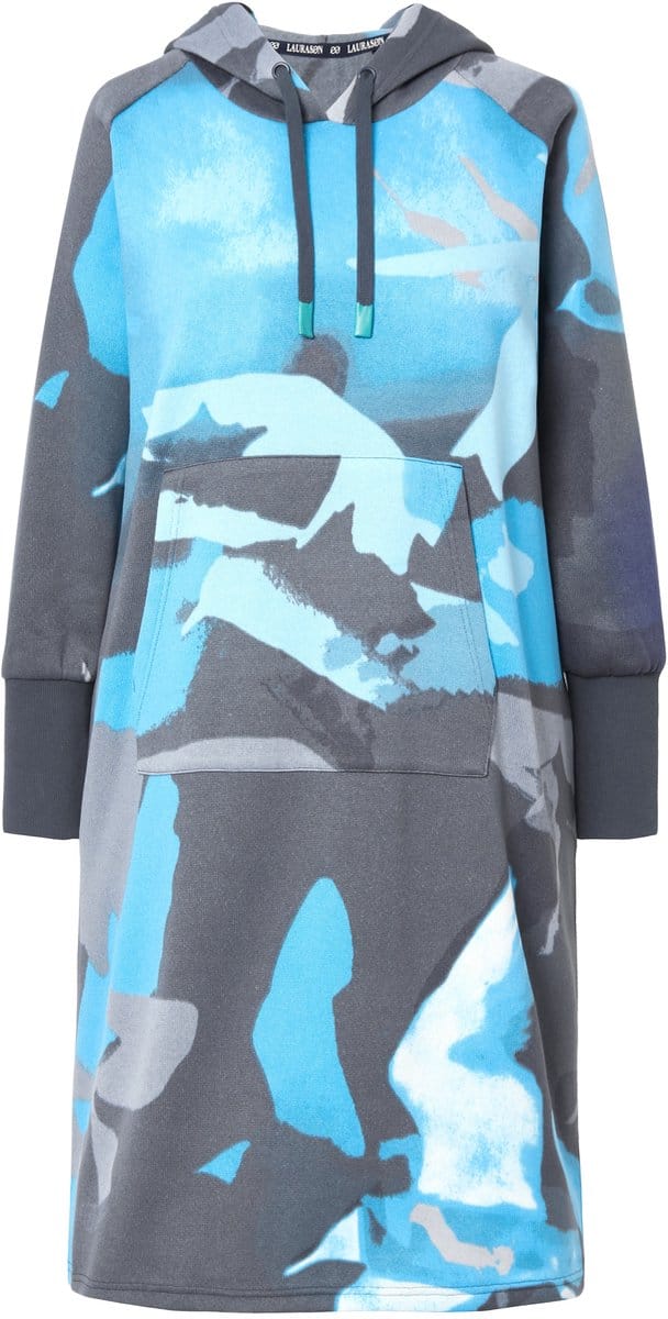 Laurasøn - Dames - Sweatjurk capuchon lange mouwen oversized - Blauw - Maat M