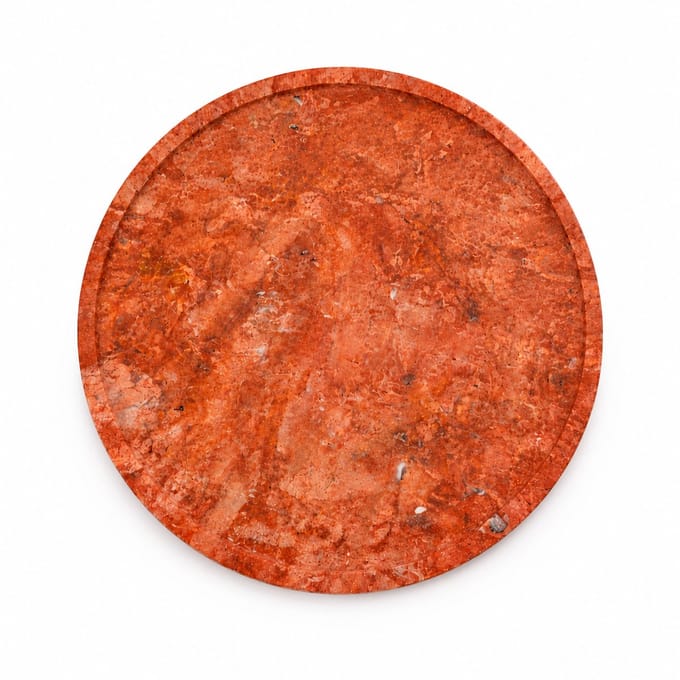 Marmoree - Travertin Tray - Dienblad - Rond - Natuursteen -Rood - 30cm
