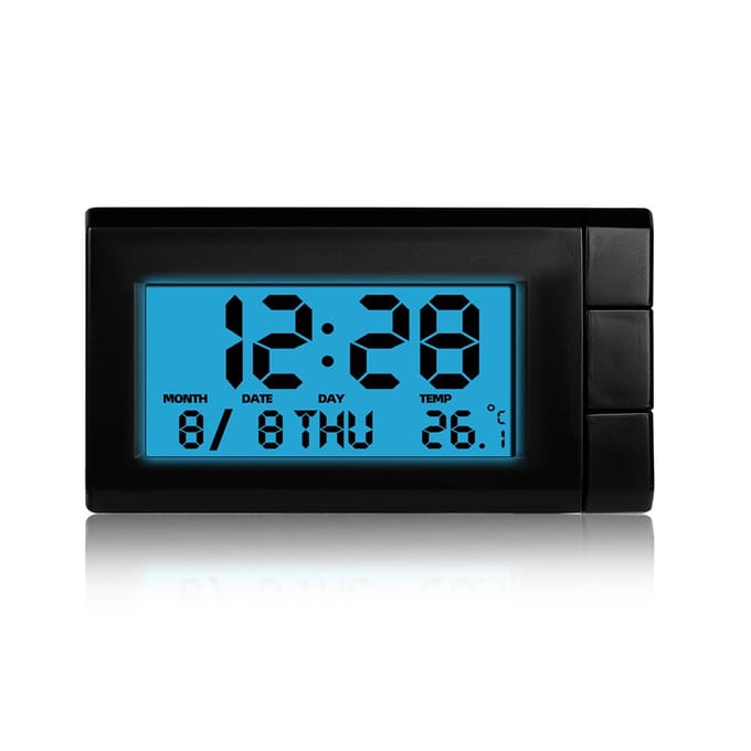Auto Digitale Klok Temperatuur LCD Achtergrondverlichting Display Auto Horloge Auto Maand Datum Auto Accessoires Interieur blue