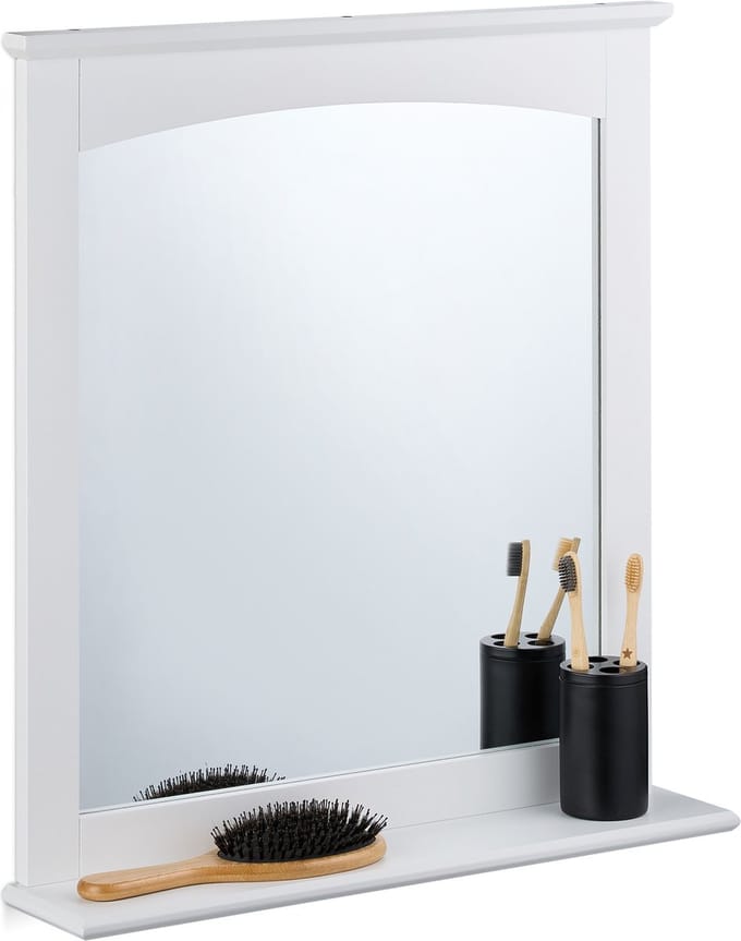 badkamerspiegel met plank - 60 x 55 cm - wandspiegel - wit