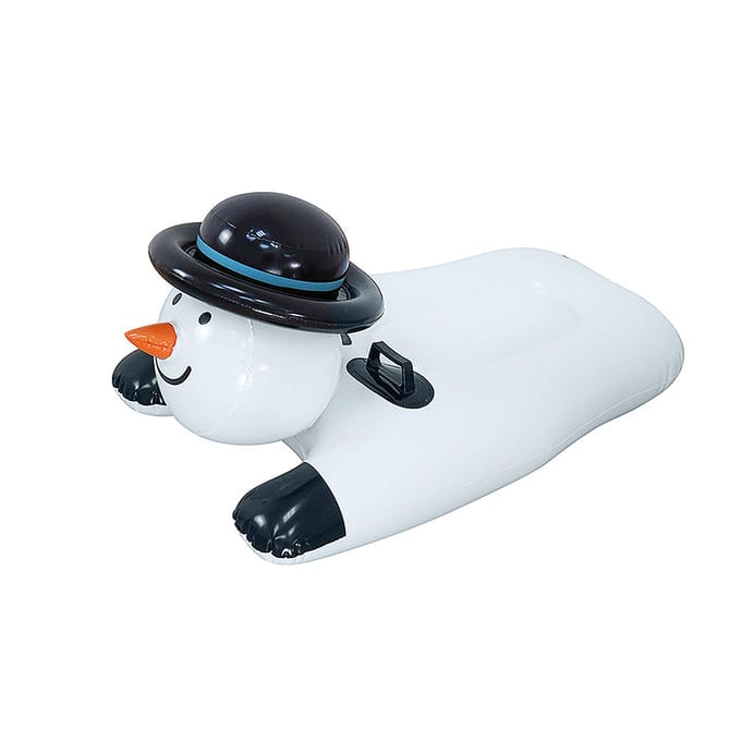 Bonhomme de neige d'hiver Bouée à neige Gonflable Luge à neige Poignées doubles Planche à ski pour enfants blanc
