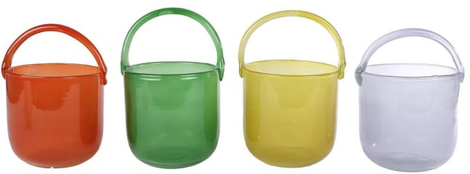 Theelichthouder glas Zia met hengsel multicolor decoratie 13x15x21cm.