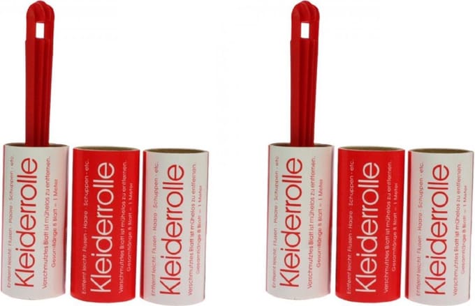 Kledingrollers - Kleefroller - Set van 6 Stuks - 2 Houders + 4 Navulling   - Totaal 48 vel - 6 Meter