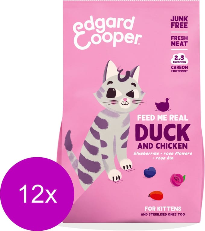 Edgard & Cooper Kitten Eend&Kip - Kattenvoer - 12 x 325 g