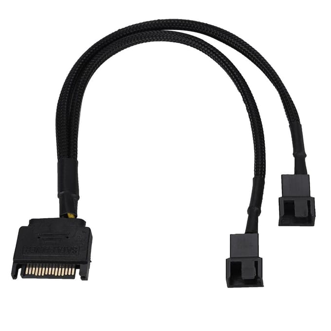 SATA 15Pin naar 2*4Pin Koelventilator Stroomadapterkabel 2-weg Converter 22AWG Kabel black