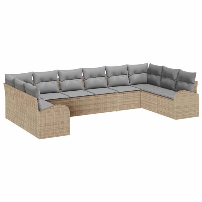 vidaXL Bankstel 10 st Beige [Synthetisch]: Polyrattan