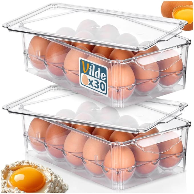 Eierdoos met Deksel voor 15 Eieren 2 stuks - Eierbox - Eierhouder voor Koelkas - Organizer - Eierrek