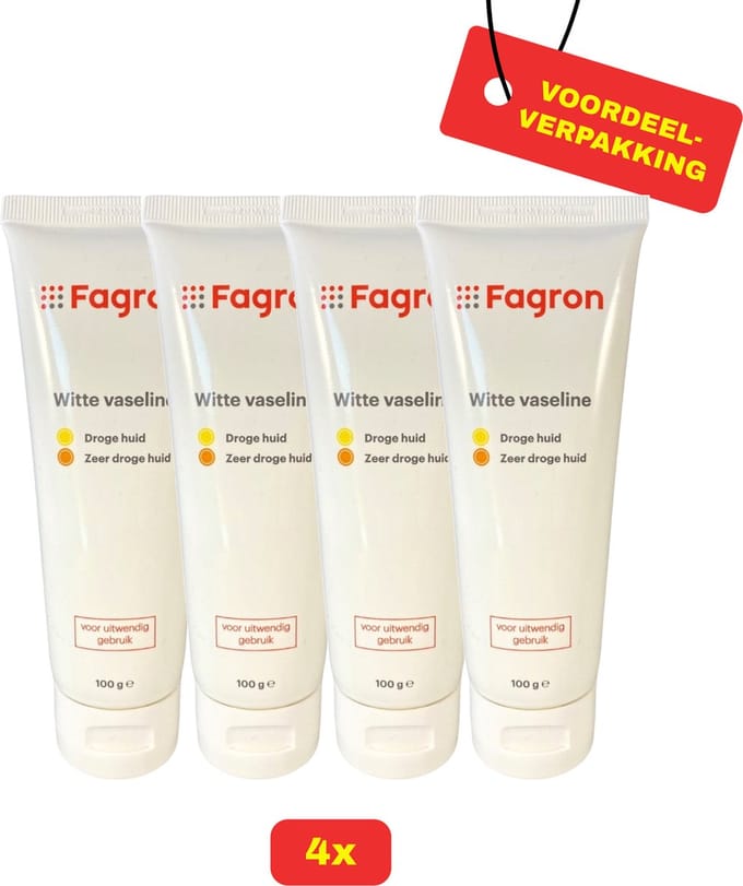 Fagron Witte Vaseline - 4x100gram voordeelverpakking