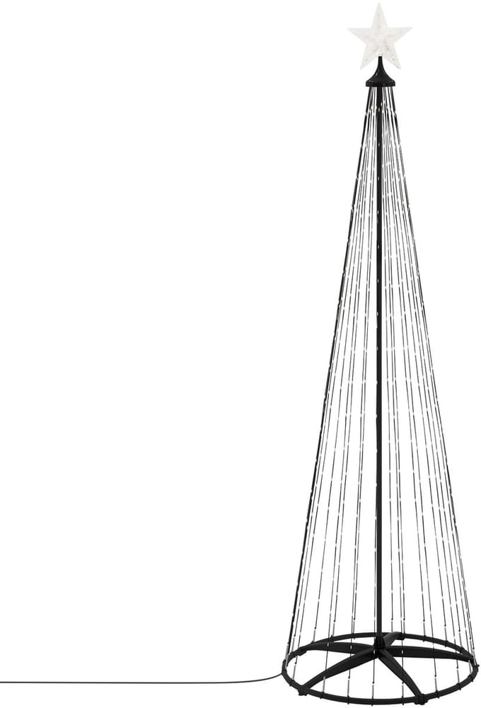 ECD Germany LED kerstboom 210 cm voor buiten 370 warm witte LED lampjes dimbaar met timer 9 lichtstanden met afstandsbediening ster metalen lichtpiramide weerbestendig tuin kerstdecoratie kegelvormige lichtboom kerstverlichting feestdecoratie