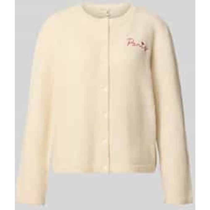Regular fit gebreid jack met ronde hals model 'EVIA'