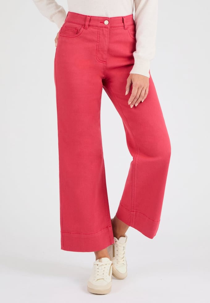 Damart - Broek met wijde pijpen 7/8e - Dames - Rood - 48