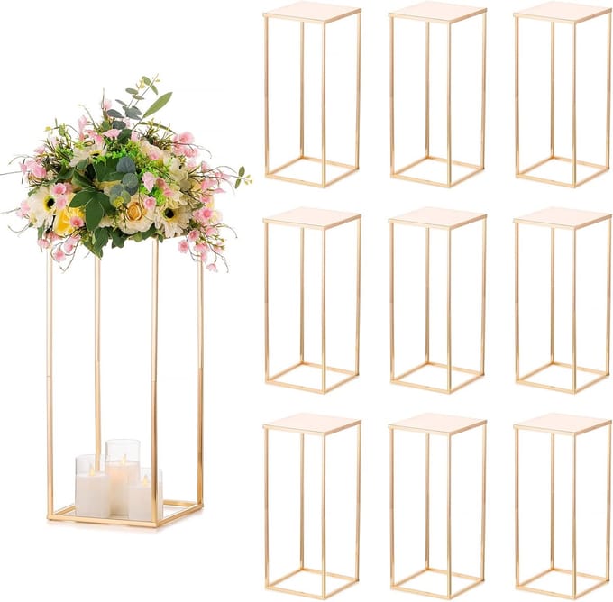 Set van 10 Gouden Kolom Vazen voor Bruiloft Centerpieces Tafels