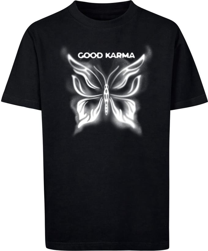 Mister Tee - Good Karma Butterfly Kinder Tshirt - Kids 146/152 - Zwart
