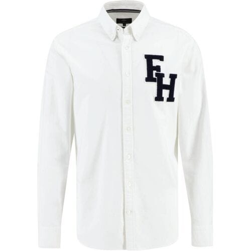 Fynch-Hatton Overhemd Varsity Shirt FH Logo Wit / male