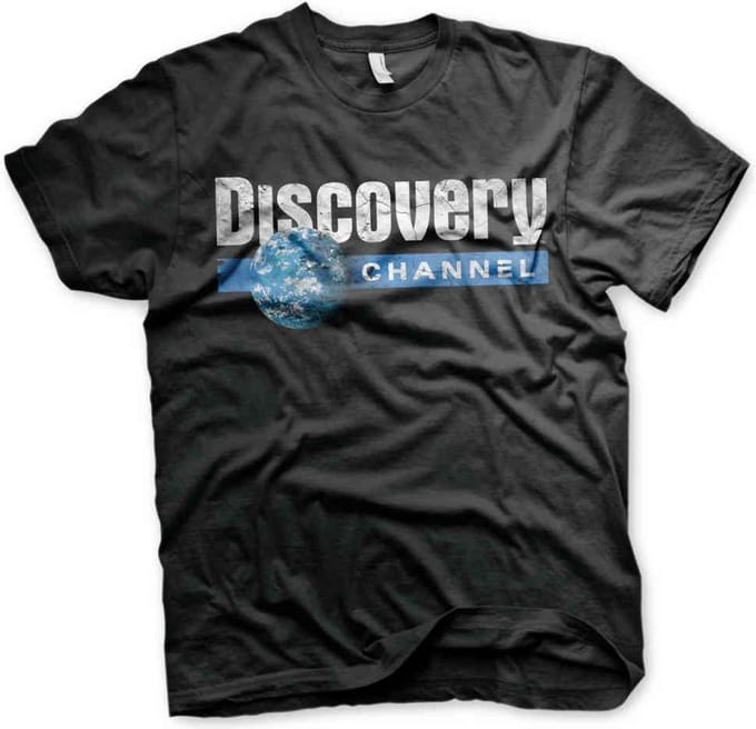 Discovery Channel Heren Tshirt -M- Cracked Globe Logo Zwart