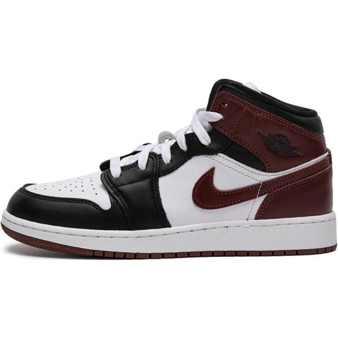 Baskets Air Jordan 1 Mid SE GS Dark Pony pour enfant, blanches et noires, HF3193-102 37.5 white