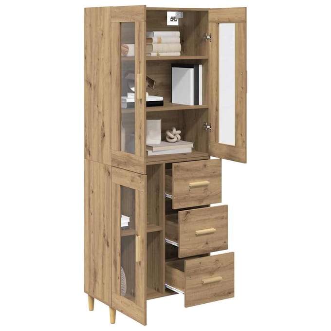 vidaXL - Highboard - Artisan - Eiken - 69,5 - x - 34 - x - 180 - cm - Bewerkt - hout