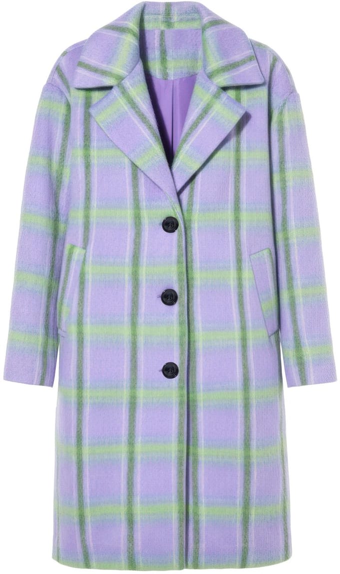 Studio Untold - Dames - Geruite mantel oversized reverskraag lange mouwen - Purper - Maat 58+