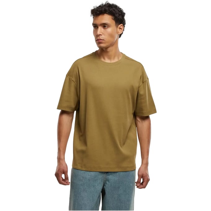 Urban Classics - Rib Shortsleeve Heren Tshirt - 5XL - Olijfgroen