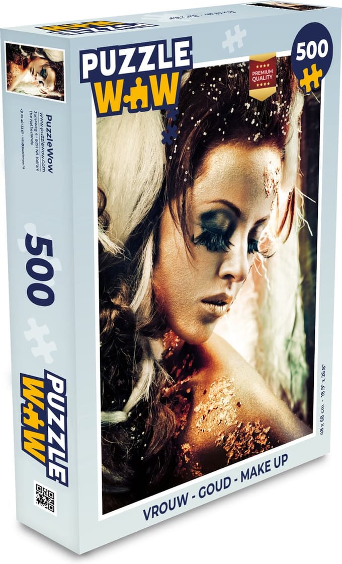 Puzzel Vrouw - Goud - Make up - Legpuzzel - Puzzel 500 stukjes