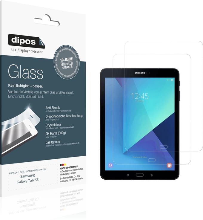 dipos – 2x Pantserfolie geschikt voor Samsung Galaxy Tab S3 | 9H Screenprotector