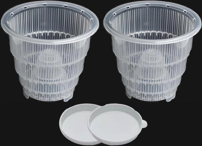 Orchidee pot - Set van 2 - Bloempot orchidee - 14x12cm - met lekbakjes - Transparant