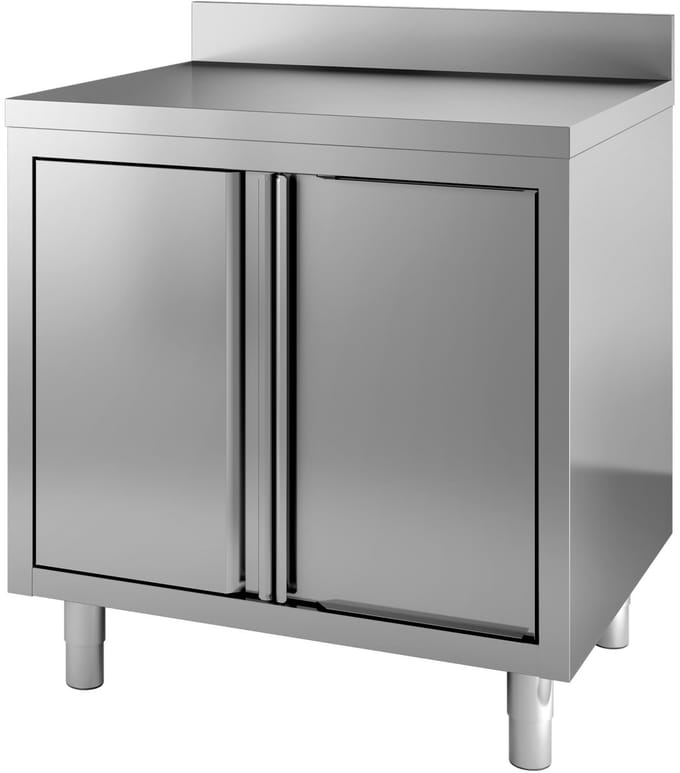 Professionele Werktafel | Draaideuren Rand 80cm breed | RVS | Combisteel | 7452.3070 | Horeca