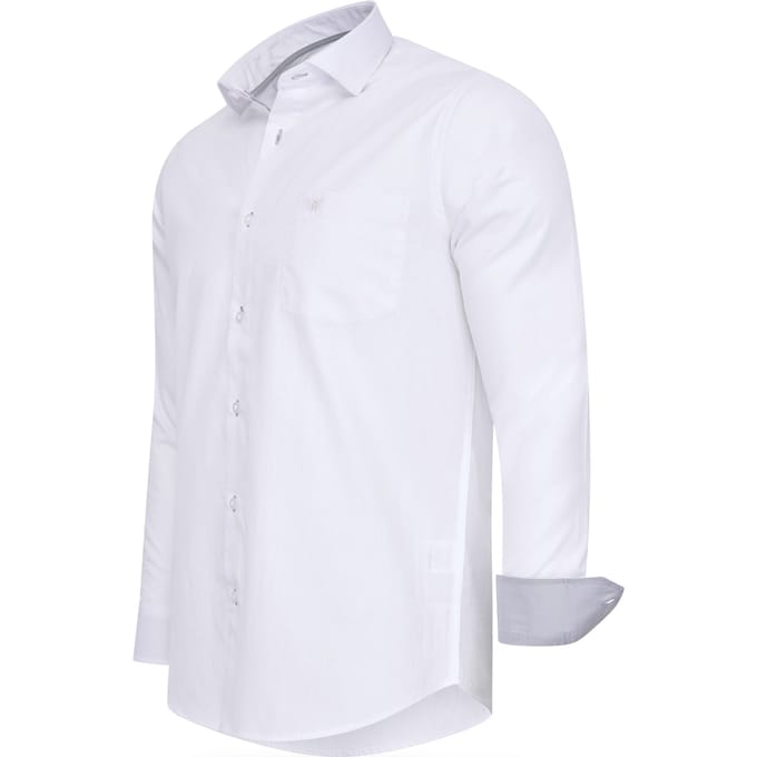 Cappuccino Italia - Heren Overhemden Overhemd Uni - Wit - Maat L