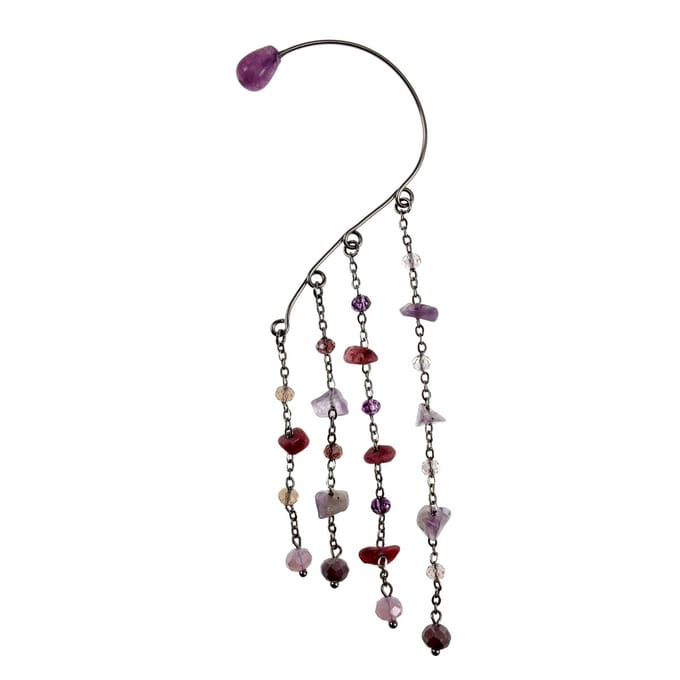 RVS Ear Cuff Oorbel met Natuurstenen en Kristallen, Dames - Handgemaakt door esde2
