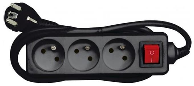 Vorel 72627 - Schuko Verlenger - 5m - 3 Stopcontacten - Verlichte Schakelaar - Zwart