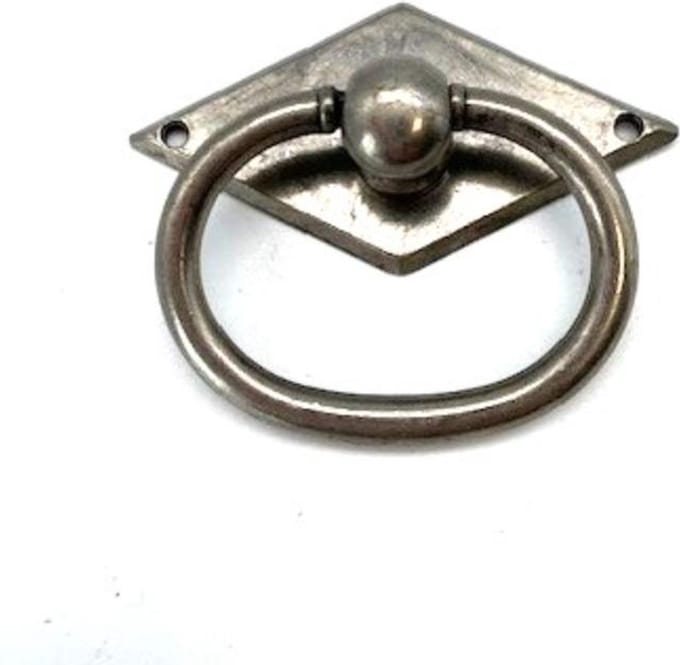 Ringgreep glanzend antiek zilver ruit Klein 54mm