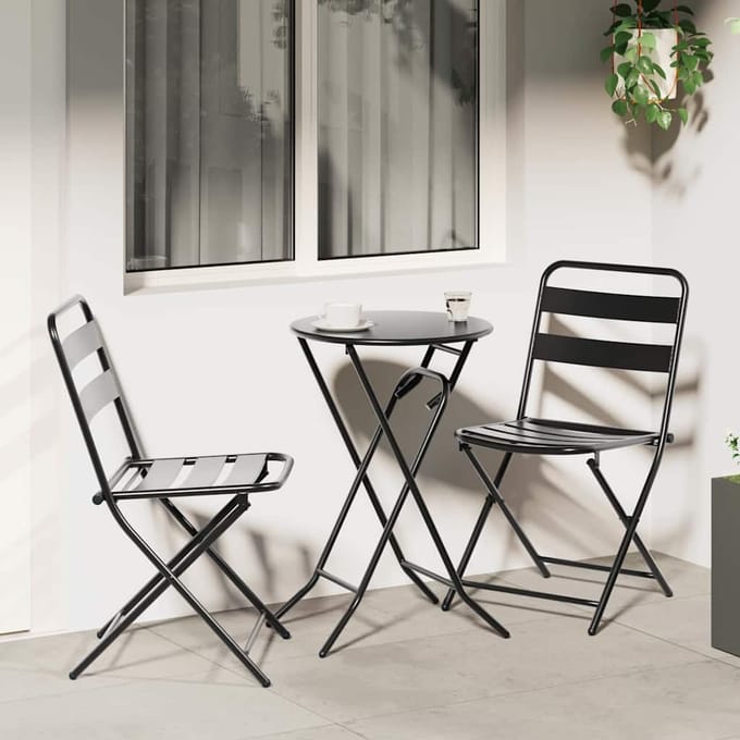 vidaXL - Tuin - Bistro - Set - 3 - st - Antraciet - Staal