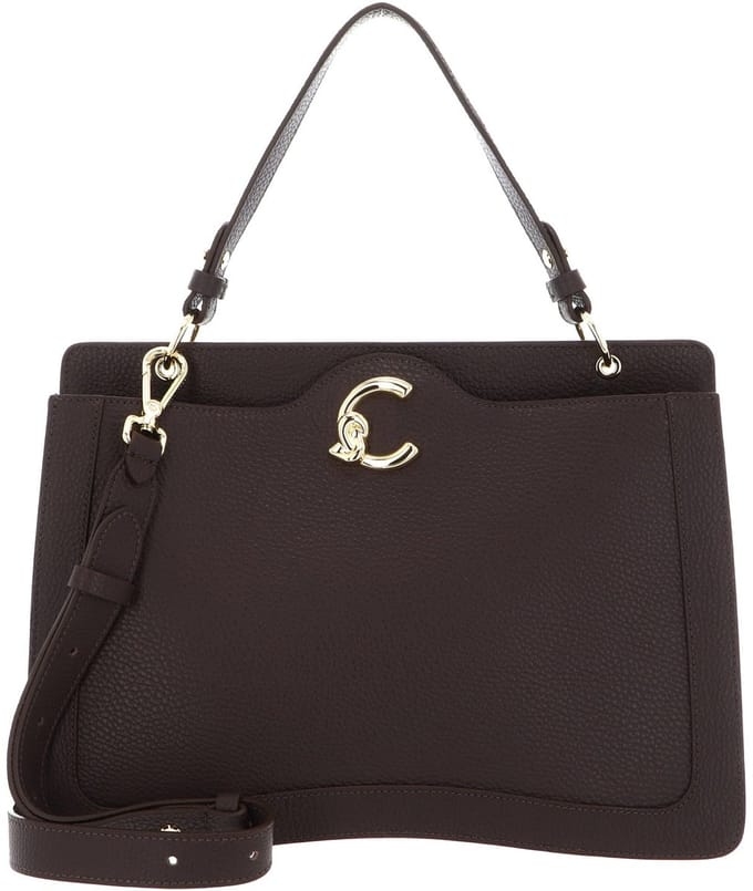 COCCINELLE Leren handtas schoudertas C-Me Handbag Grained Leather Brunette donkerbruin