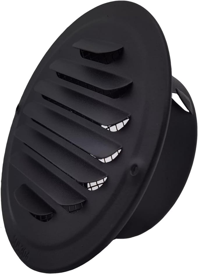 Ronde Ventilatie Rooster met Insectenhor 100 mm Zwart